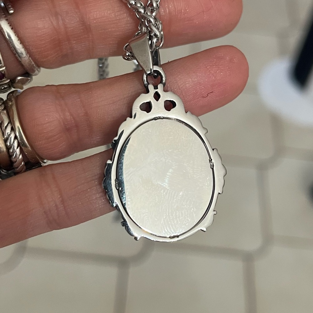 Handmade maille stainless steel necklace + st michael angel medal mirror charm - Picture 9 of 15